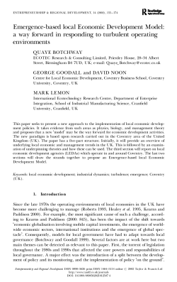Emergence-based local Economic Development Model: a way