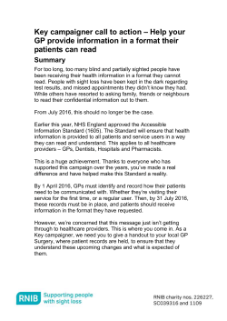 Key campaigner call to action &ndash; Help your GP provide
