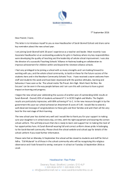 Headteacher Welcome letter 2016 DOCX File