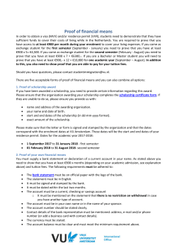 Proof of financial means - Semester in Amsterdam