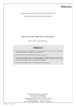 Form MM6 (Madrid Agreement Concerning the International