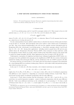 A STEP BEYOND KEMPERMAN`S STRUCTURE THEOREM 1