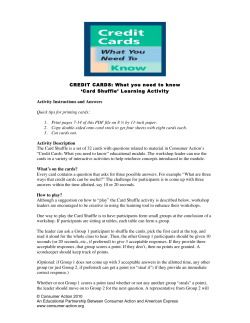 CREDIT CARDS: What you need to know `Card Shuffle` Learning