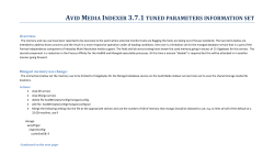 avid media indexer 3.7.1 tuned parameters information set