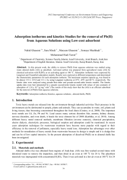 Adsorption isotherms and kinetics Studies for the removal of