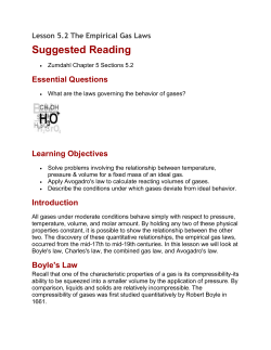 Lesson 5.2 The Empirical Gas Laws Suggested Reading