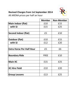 Revised Charges from 1st September 2014 All ARENA prices per