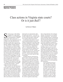 Class actions in Virginia state courts? Or is it just Bull?