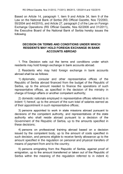 Decision on Terms and Conditions Under Which Residents