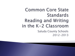 Common Core State Standards Reading and Writing in the K