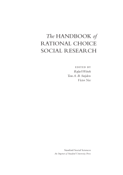 The Handbook of Rational CHoiCe SoCial ReSeaRCH