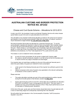 australian customs and border protection notice no. 2012/22