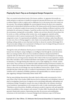 Playing By Heart: Play as an Ecological Design