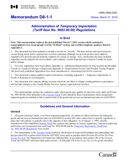 Memorandum D8-1-1 - the Canada Border Services Agency