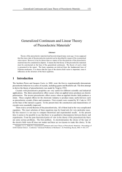 Generalized Continuum and Linear Theory of Piezoelectric Materials