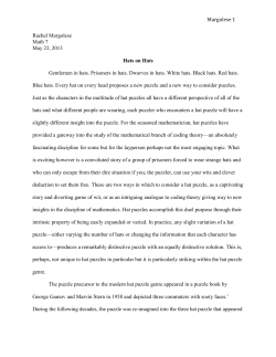 Margolese Rachel Margolese Math 7 May 23, 2013 Hats on Hats