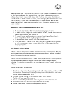 Aspen Swim Club`s Bullying Policy