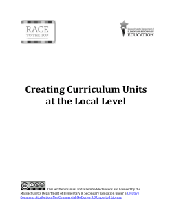 Model Curriculum Unit - Massachusetts Department of Elementary