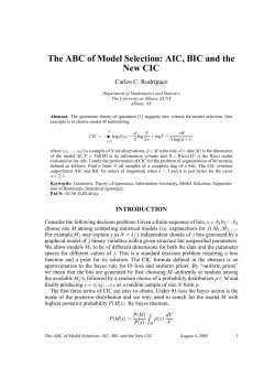 The ABC of Model Selection: AIC, BIC and the