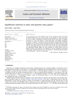 Author`s personal copy Games and Economic Behavior Equilibrium