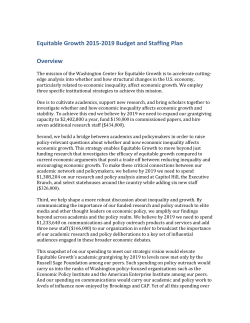 Five Year Budget and Staffing Plan Narrative -- FINAL