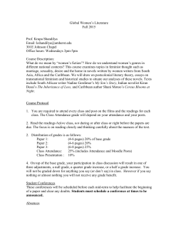 Global Women`s Literature Syllabus Fall 2015