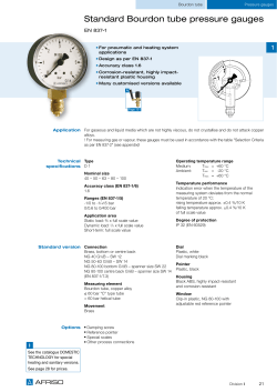 Standard Bourdon tube pressure gauges