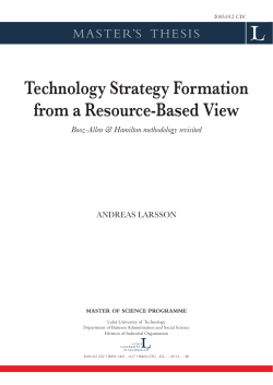 Technology Strategy Formation from a Resource