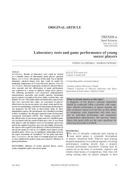 Laboratory tests and game performance of young soccer players