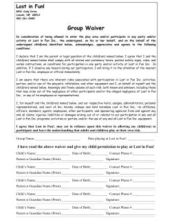 Group waiver - Lost in Fun!