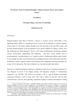 Modern Syntactic Theory and Cognitive Science