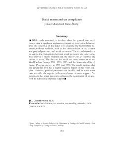 Social norms and tax compliance Jonas Edlund and Rune &Aring;berg