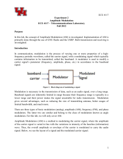 ECE 4117 Experiment 2 Amplitude Modulation ECE 4117