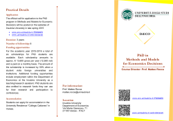 PhD in Methods and Models for Economics Decisions