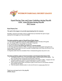 Equal Playing Time and Game Guidelines during Playoffs Girls