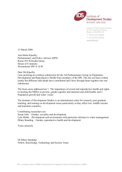 Evidence - APPG on Population, Development and Reproductive