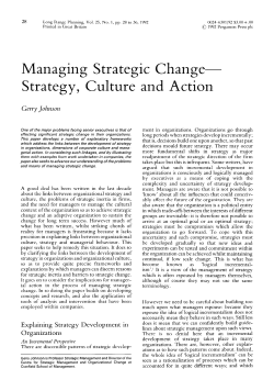 Managing Strategic Change Strategy, Culture and Action