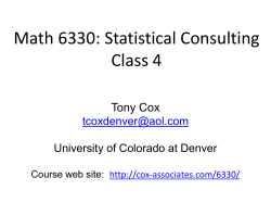 Statistical Consulting - Cox Associates Consulting