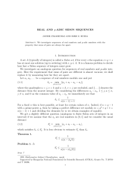 REAL AND p-ADIC SIDON SEQUENCES 1. Introduction A set A