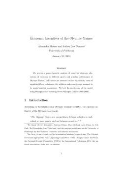 Economic Incentives of the Olympic Games