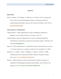 Dawn Bennett, References BEHAVIOR Blood, E., Johnson, J. W.