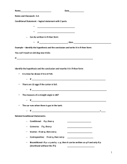 Conditional Statement - Piscataway High School