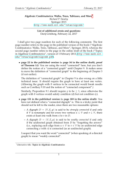 Errata to &ldquo;Algebraic Combinatorics&rdquo; February 22, 2017 Algebraic
