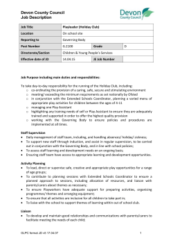 Holiday Club Play Leader - Chagford Primary School