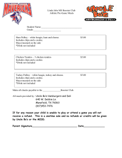 Linda Jobe MS pregame meals - Uncle Bo`s Hamburgers and Deli