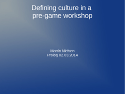 Defining culture in a pre