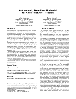 A Community Based Mobility Model for Ad Hoc Network Research