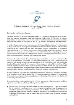 The Carter Center Mission to Myanmar Report #2