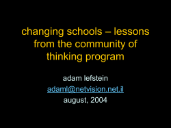 Lessons from the community of thinking program