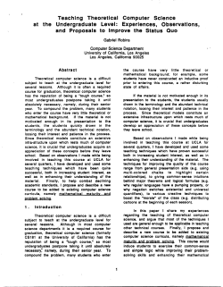 Teaching Theoretical Computer Science at the